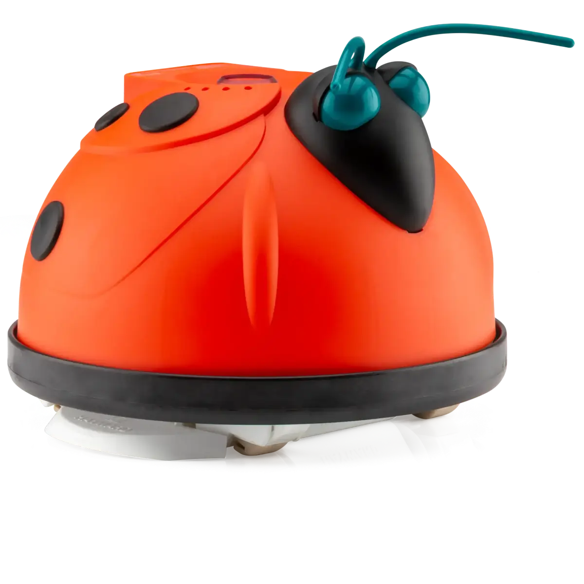 The My Store Hayward Aqua Bug is a compact orange robotic vacuum with black spots, a black face, and teal antennae—its ladybug-inspired design delivers charm and efficient cleaning, just like the iconic automatic pool cleaner.