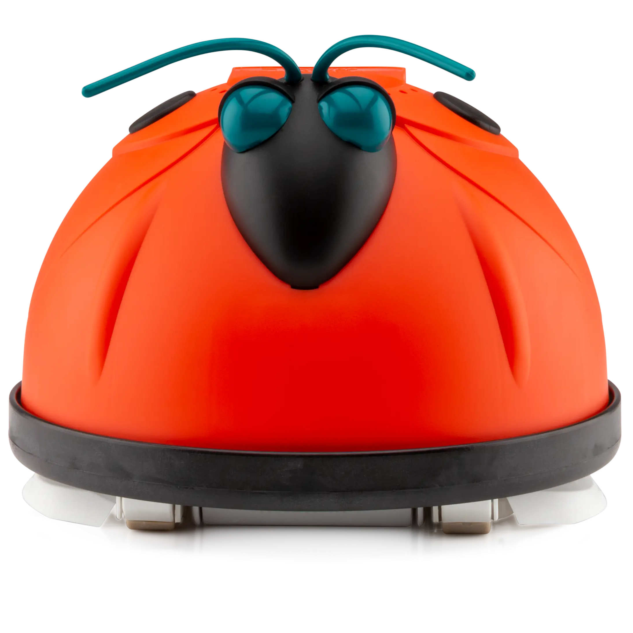 Orange and black pool robot vacuum cleaner on a white background