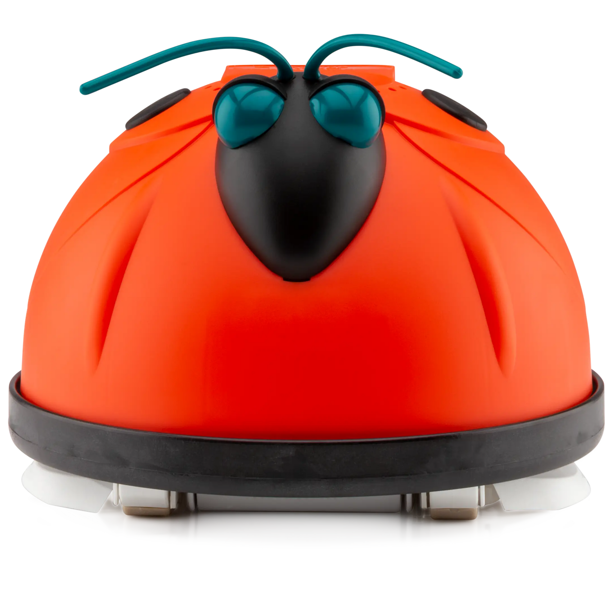 Orange and black pool robot vacuum cleaner on a white background