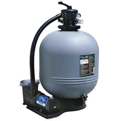 The My Store Waterway Sand Filter is a large, round gray unit with a black top valve, attached hoses, and a base pump—an efficient system designed for swimming pool water purification.